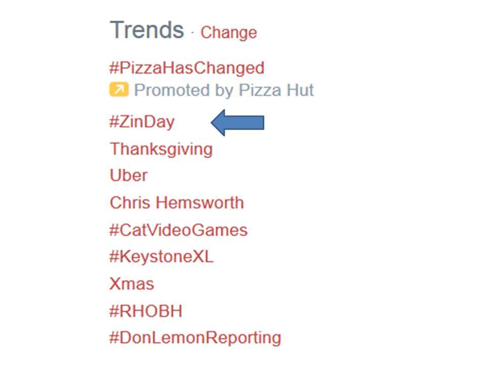 We're so happy that #ZinDay is trending on Twitter! :)