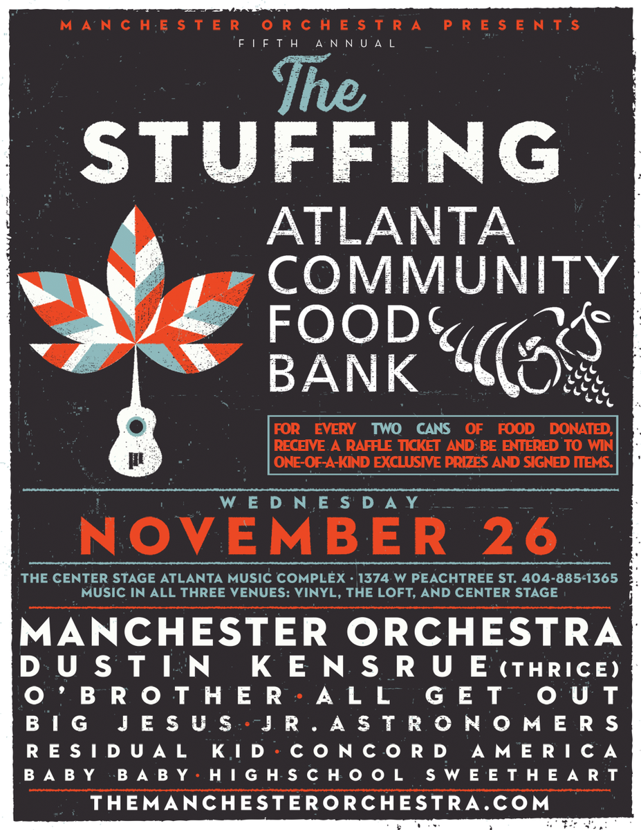TheStuffingATL's tweet photo. This year, @TheStuffingATL is sponsoring a food drive for @ACFB. Donate 2 cans for a chance to win exclusive prizes! http://t.co/ifmXE9ssJi