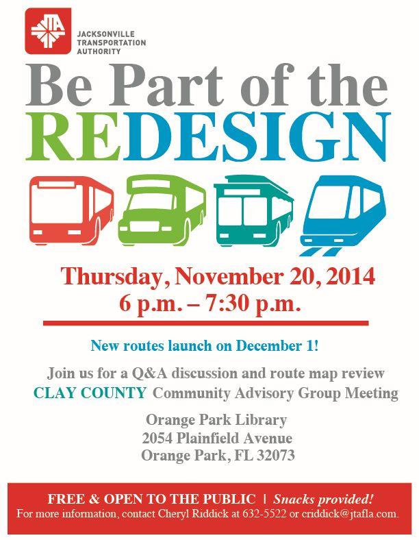 JTAFLA's tweet image. Clay County Community Advisory Group Mtg. Thursday, Nov 20 6 to 7:30 p.m. Orange Park Library, 2054 Plainfield Ave.