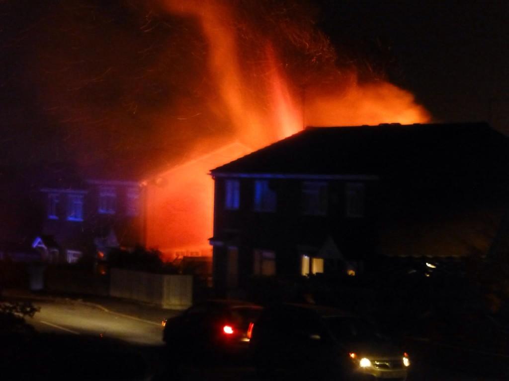 Garage fire blazing earlier! Well done <a href="/northantsfire/">Northamptonshire Fire & Rescue</a> for quickly getting it under control!