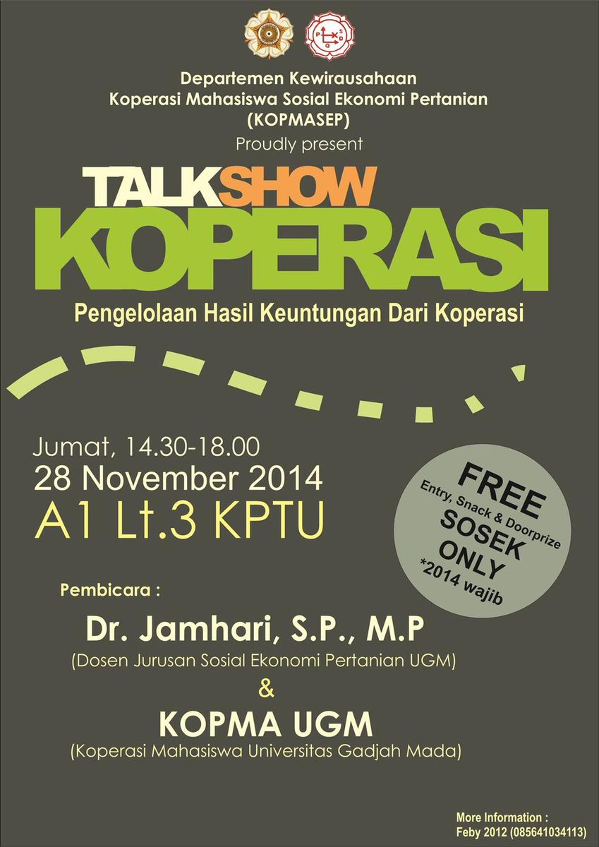 kmsepUGM's tweet photo. TALKSHOW KOPERASI|25/11/14 pukul 14.30-18.00|KPTU A1 lt.3|FREE (entry, snack &amp; doorprize)|cc : wajib buat @Sosek2014 http://t.co/8RwE6Zosmv