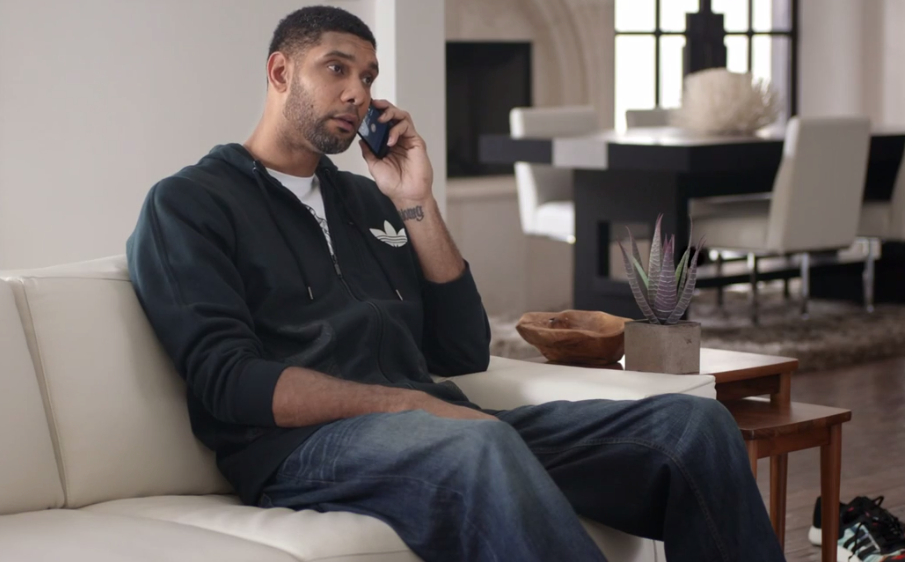 BleacherReport's tweet photo. VIDEO: Tim Duncan gets really excited in the latest Foot Locker ad http://t.co/LYceq9PVQV http://t.co/lbJOvIpMxj