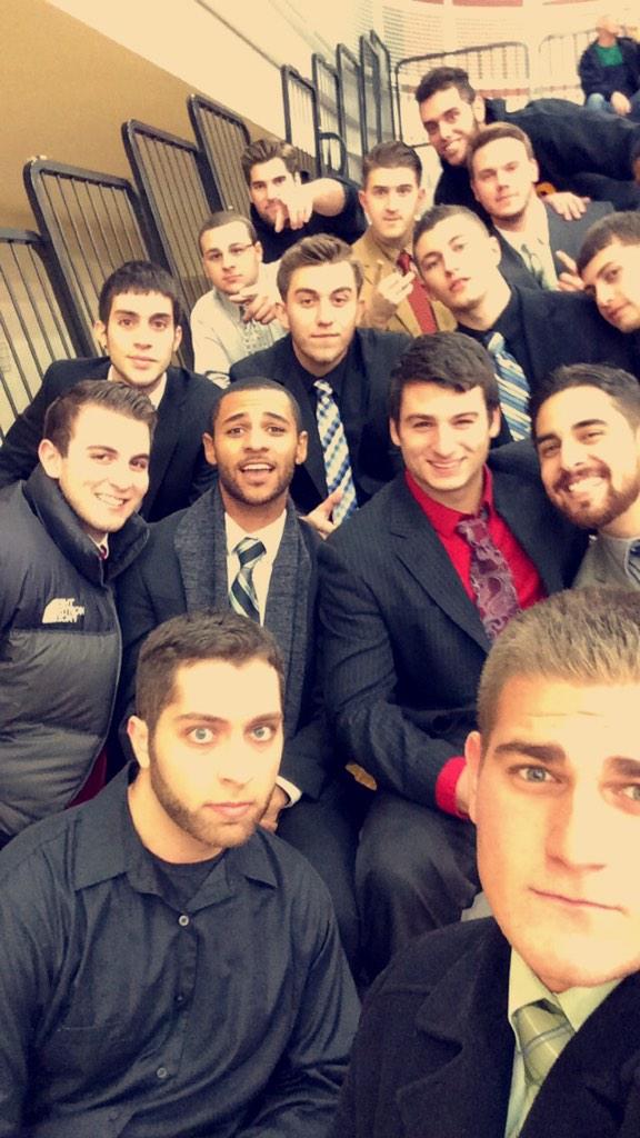 PSK_Adelphi's tweet photo. PSK brothers squading up at the men's basketball game #CampusUnity @AUPanthers http://t.co/PksBWSofri