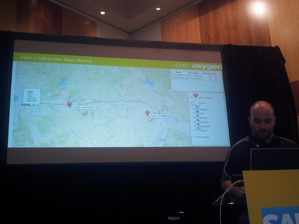 ssonick's tweet photo. @JayeDutton on Fiori UI5 ESRI Geospatial on HANA for Master Data Maintenance @ #SAPdev http://t.co/KLZANRhVhI