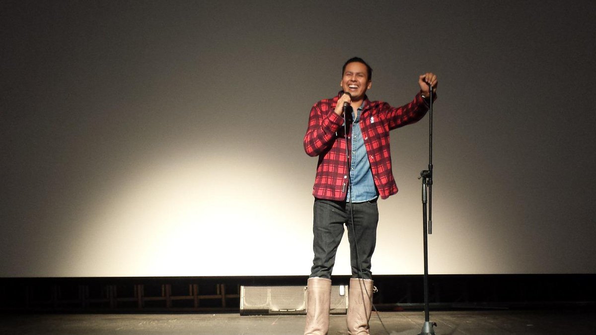 W_A_F_F's tweet photo. @JeremiahBitsui give opening night keynote. @drunktown_movie at #WAFF2014 http://t.co/pAgWq32Lx4