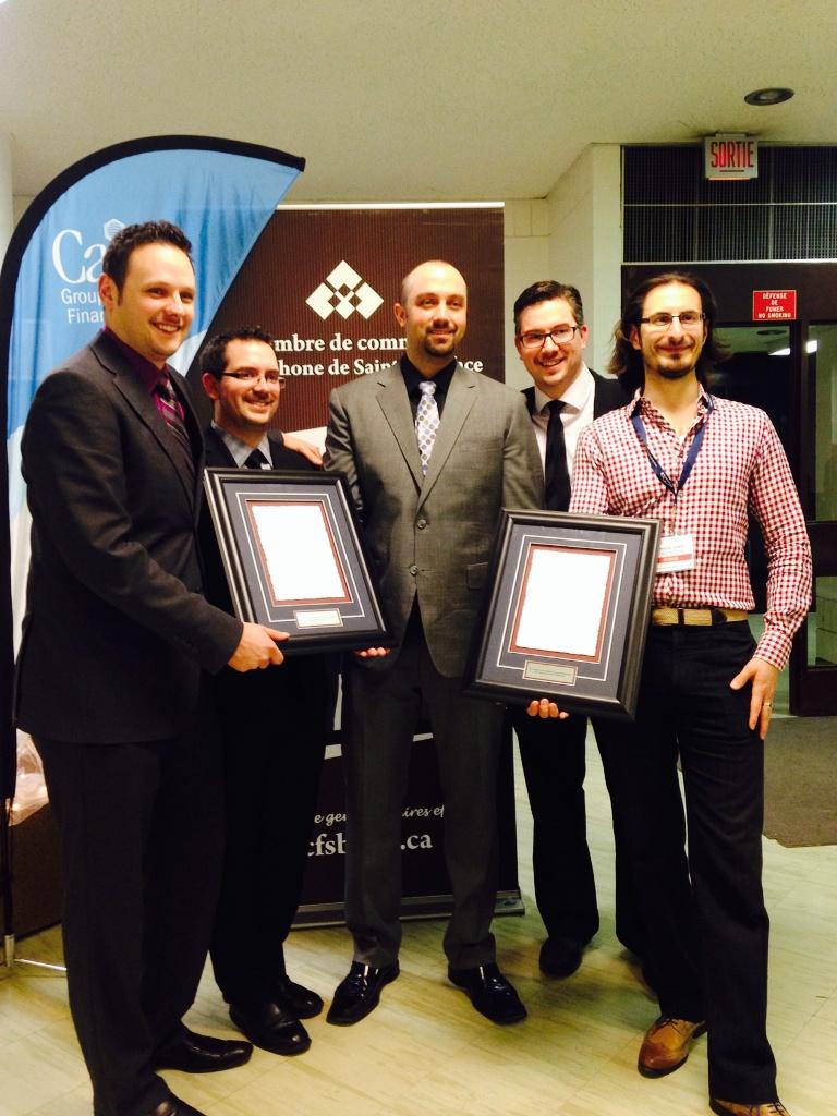 ccfsbstboniface's tweet photo. Felicitation @bold_tech lauréat de la Jeune Entreprise et @ChaiseCafeWpg lauréat du Jeune Entrepreneur. http://t.co/rJodpnITAP