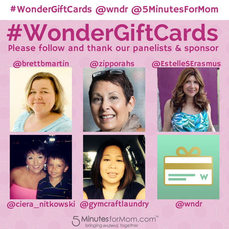 5minutesformom's tweet photo. We really appreciate our panelists &amp; fabulous sponsor @wndr - Pls follow them all #WonderGiftCards http://t.co/i5dDXFmp0L