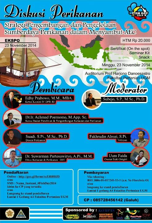 RotiMonAy's tweet photo. Diskusi Perikanan @fishdayUGM2014 | 23/11/14 | Auditorium Fakultas Pertanian UGM | HTM 20K| #MorningMoners http://t.co/qA8twdfh3u
