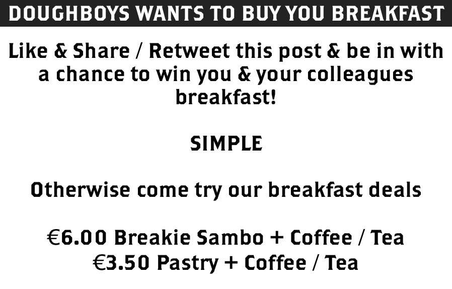 RT &amp; Be in with a chance to win you &amp; your colleagues breakfast!! Winner chosen later today #NothinBetter