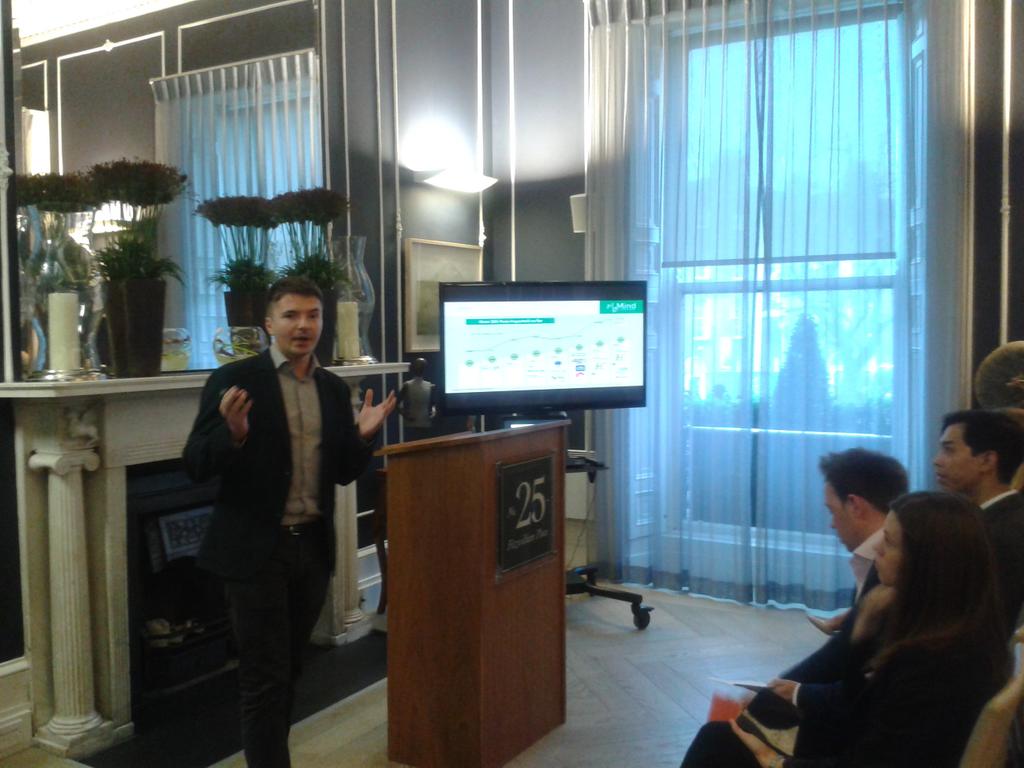DHRComms's tweet photo. Krystian Fikert, CEO of @MyMindCentre welcomes the crowd at @25Fitzwilliampl for the launch of #MyMindatWork http://t.co/qYT1BE7NBl