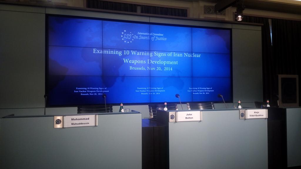 isjcommittee's tweet photo. #Iran #Nuclear conference 2begin soon at #Brussels Int'l Press Centre hosting @VidalQuadras @AmbJohnBolton #BobJoseph http://t.co/wJ0W8vFPEh