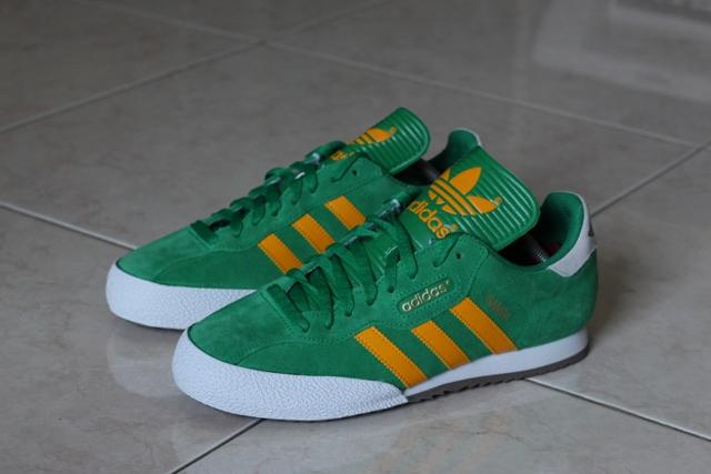 adidas samba super green and yellow