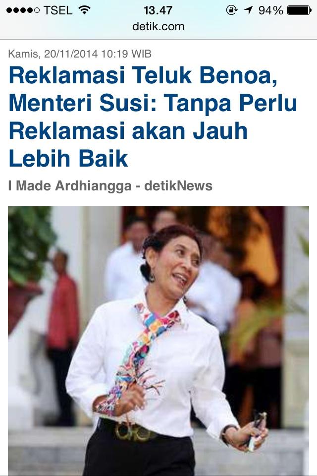 Tanpa Perlu Reklamasi akan Jauh Lebih Baik ~ <a href="/susipudjiastuti/">Susi Pudjiastuti</a> m.detik.com/news/read/2014…