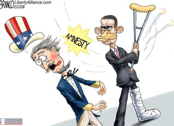 ImaniAmil's tweet image. Lame duck session may bring in amnesty by Obama against the will of the people. Cartoon by A.F.Branco ©2014.