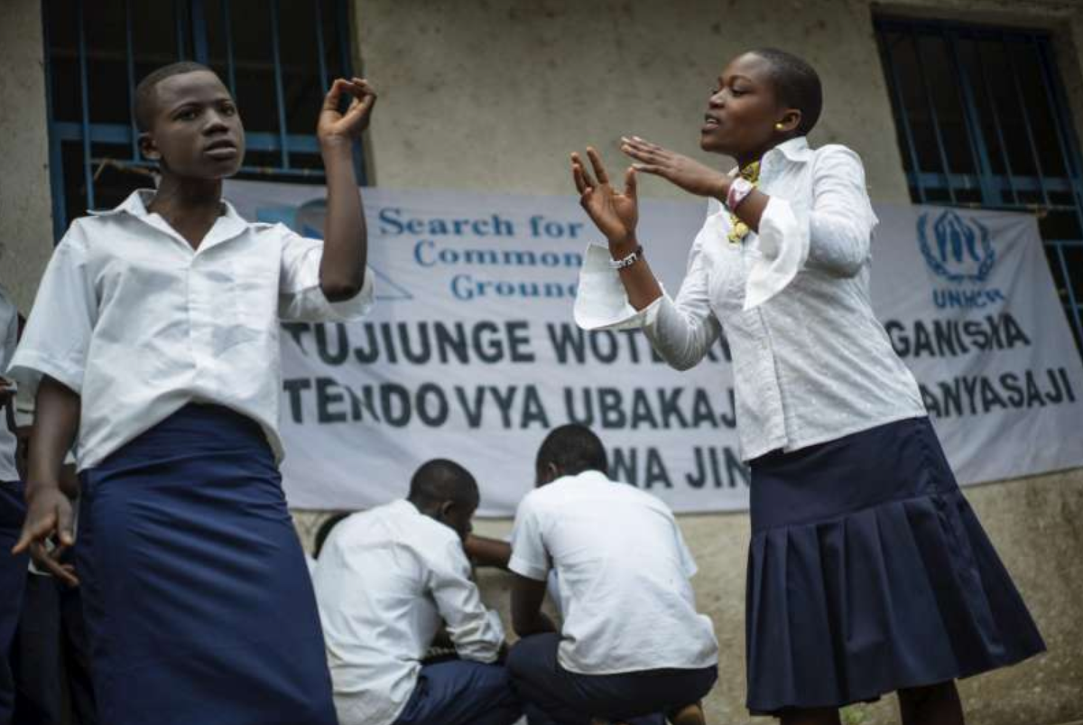 Refugees's tweet photo. Child's play with a serious message for teenagers in eastern Congo http://t.co/MHwHkJeCIu http://t.co/8Ild1d5I2I