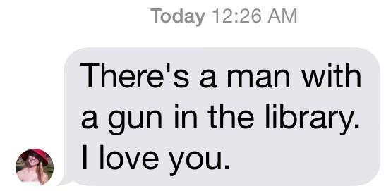 Rattled tonight by text and call from daughter at #FSU while in library during shooting. Praying for all involved.