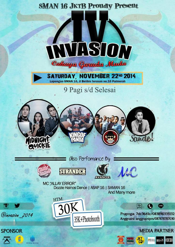 <a href="/INVASION_2014/">PENSI SMAN 16</a> on Saturday, 22 Nov 14 w/ <a href="/MidnightQuickie/">Midnight Quickie</a> <a href="/KINGOFPANDA/">KING OF PANDA</a> <a href="/monkeybootsjkt/">Monkey Boots</a> @sande1304 dll #Jakarta