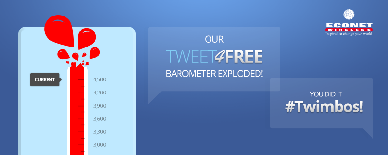 econetzimbabwe's tweet photo. Great news #Twimbos! the barometer exploded and we have extended #FreeTwitter until 20 Feb 2015. #Tweet4Free #263Chat http://t.co/2OzDpr9ig1