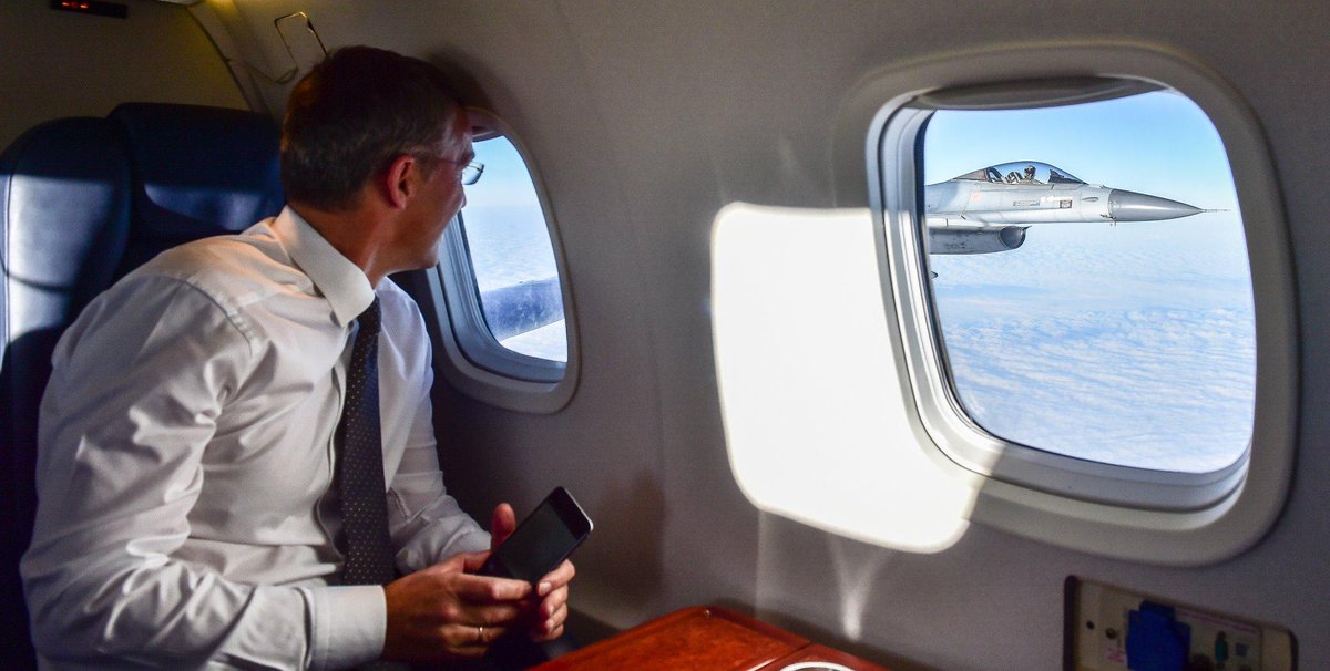 Great to be escorted by Dutch fighter jets in Estonia. Thanks #NATO air policing forces, keeping Baltic skies safe.