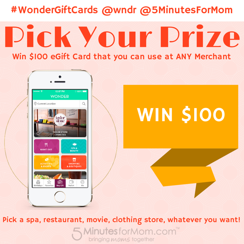 5minutesformom's tweet photo. Choose your Prize - Win $100 @Wndr Gift Card to any US Merchant #Giveaway #WonderGiftCards http://t.co/VaWujCreMI http://t.co/6gcCAiu9CQ