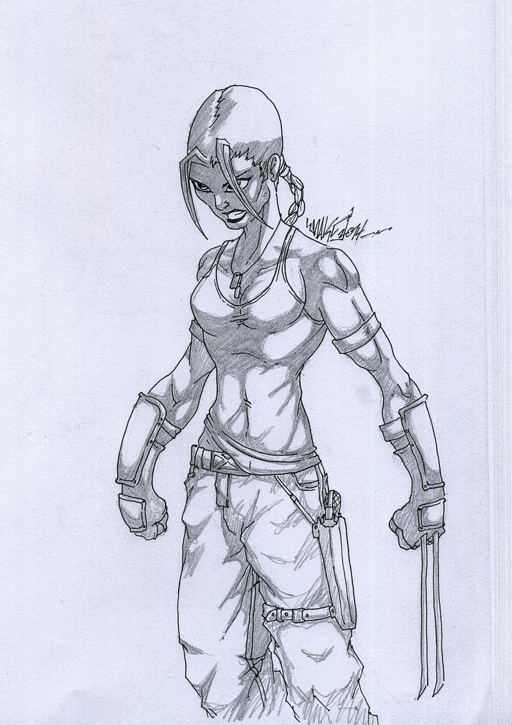 makozero's tweet photo. #BrandNew #BoxFresh MakZero artwork! #X23-Zero outlined and shaded #Marvel #ZeroReality #Wolverine #Clone http://t.co/A0kieWNyBO