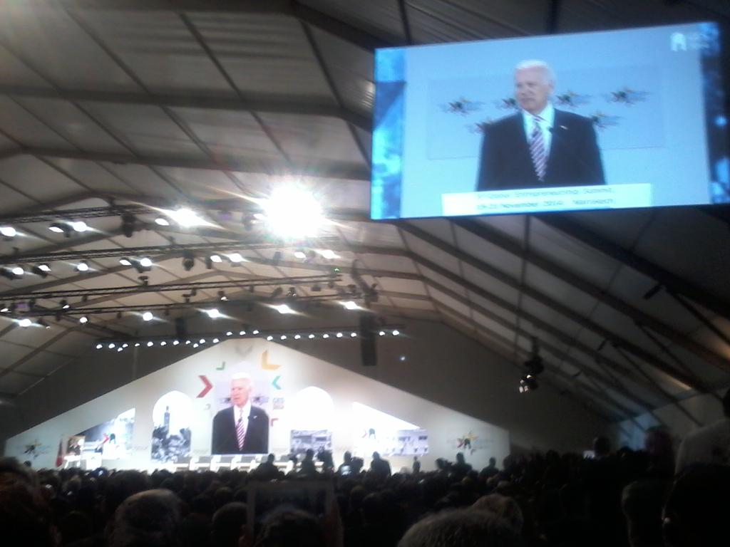  Joe Biden. managed to start speech with 3000 people laughing & singing him happy birthday. 