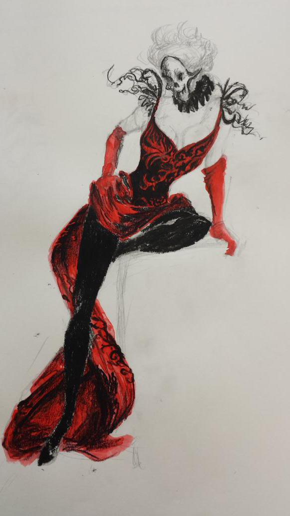 AllegraDeneroff's tweet image. My design for Dr.Faustus 'Lust' as a 19th century burlesque dancer #lcfperformance #costumedesign #drawing #burlesque