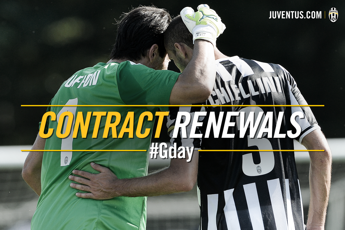 juventusfcen's tweet photo. Agnelli: "@gianluigibuffon has extended his Juve contract until 2017, @chiellini until 2018." #GDay http://t.co/4tjp3wxZ2w