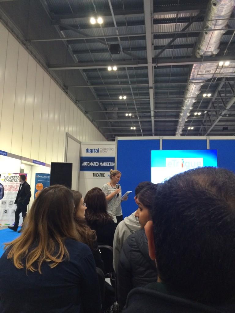 XecHeadhunter's tweet photo. Starting the day at the Automated Marketing Theatre with @etrigue #DMS2014 #DigitalMarketingShow http://t.co/3DqGmXqx2J