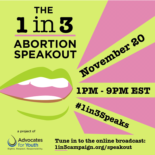Tune in TODAY 1-9 PM ET for the #1in3 Speakout! Let's make history &amp; bring our stories out of silence. #1in3Speaks