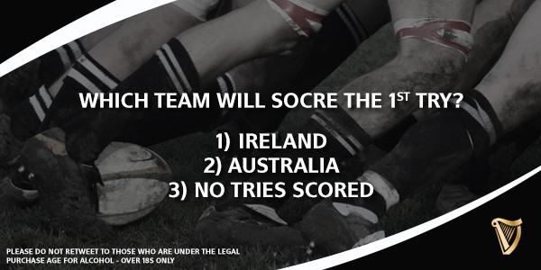Guinness_Global's tweet photo. Play #TryGuinness for a chance to WIN rugby prizes! To take part simply follow & RT one scenario from below #IRLvAUS http://t.co/KTvGg4aJnI