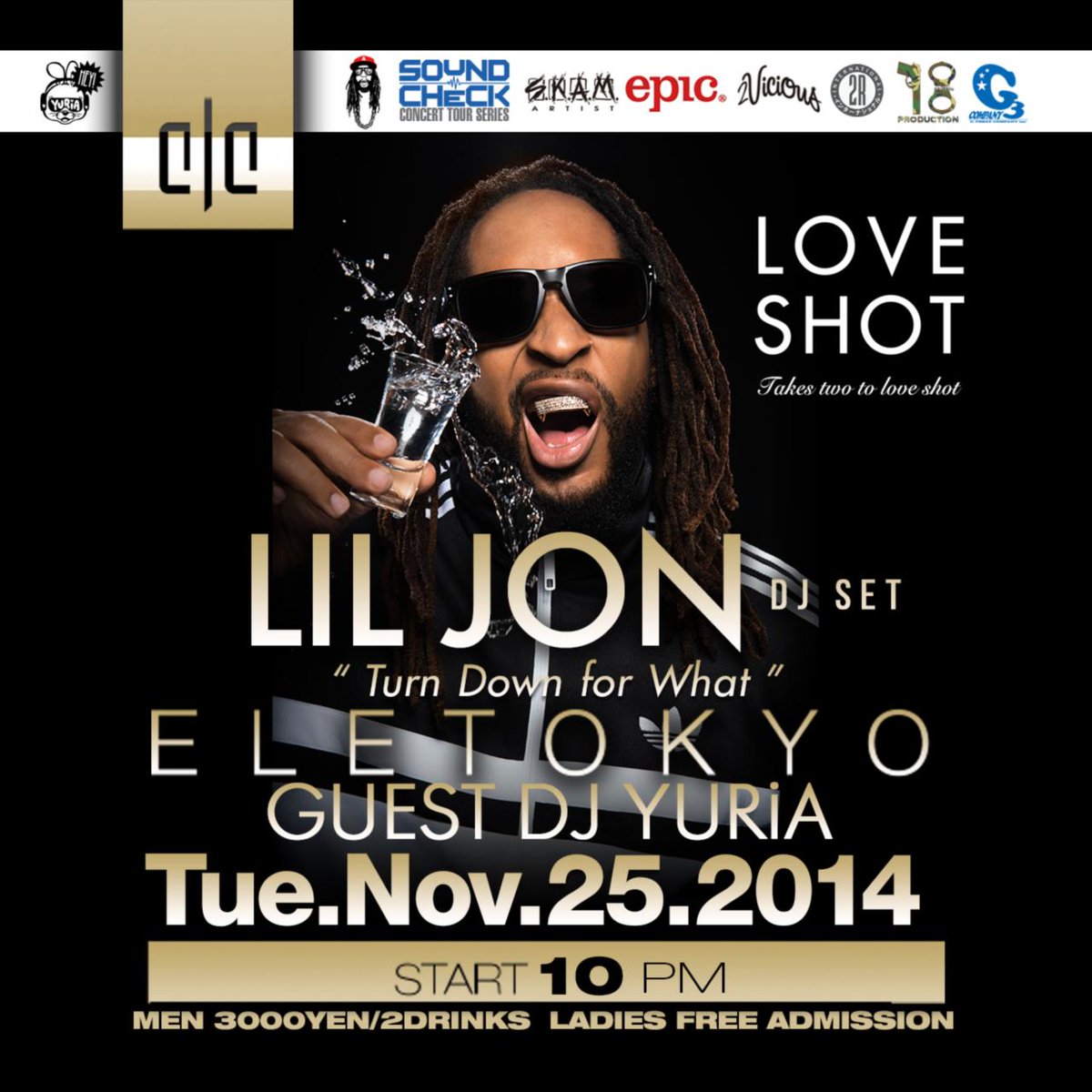 SoundCheckWW's tweet photo. @ELETOKYO on the 25th of Nov.!! Come with your friends! Party hard!! @LilJon  @LOVESHOT_JP @SoundCheckWW http://t.co/eZGgya2Yg9