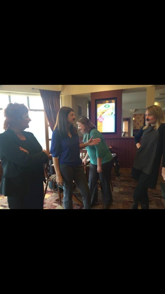 FAConfidence's tweet image. Casually chatting with our tashes on!! @kjhrconsulting @AnnHovell  #Movember2014 #CreativeNetworking