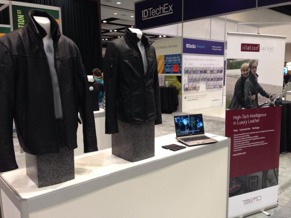 Teiimo's tweet photo. Our #iilationJacket on the demonstration str at the Printed Electronics Conference in Santa Clara, CA. #wearabletech http://t.co/hNOUeeUamX