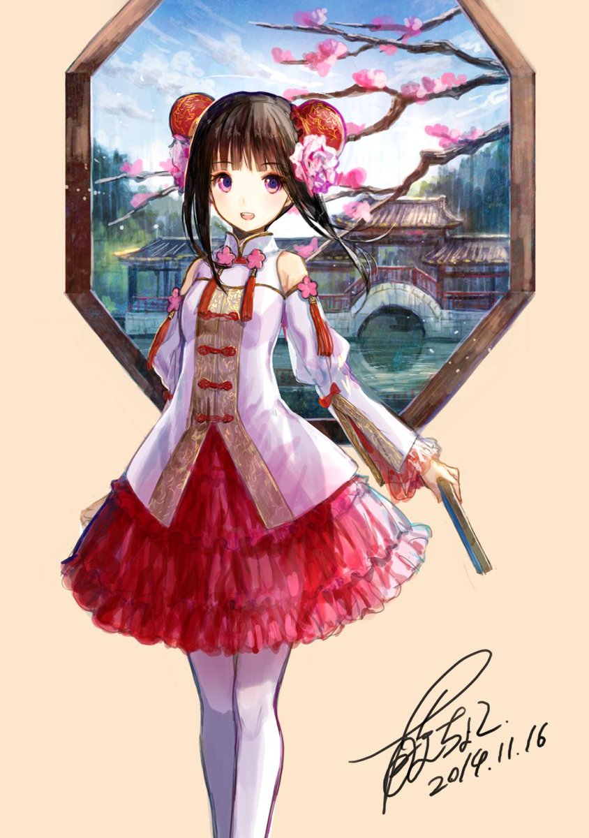 藤ちょこ 京都個展8 17 日本美術専門学校さんの講座でライブペイントしたものに加筆修正 この間tlで見かけた華ロリがかわいかったのでそんな感じの子 Http T Co Z25vnksggq