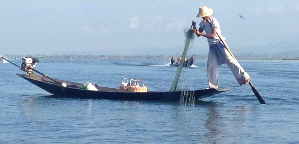 Murray_Nichol's tweet photo. One-legged #rowing #fishing technique on #InleLake in #Myanmar! #tourism #vacation #travel Sunbeams are glistening! http://t.co/lUQmEDm8dT