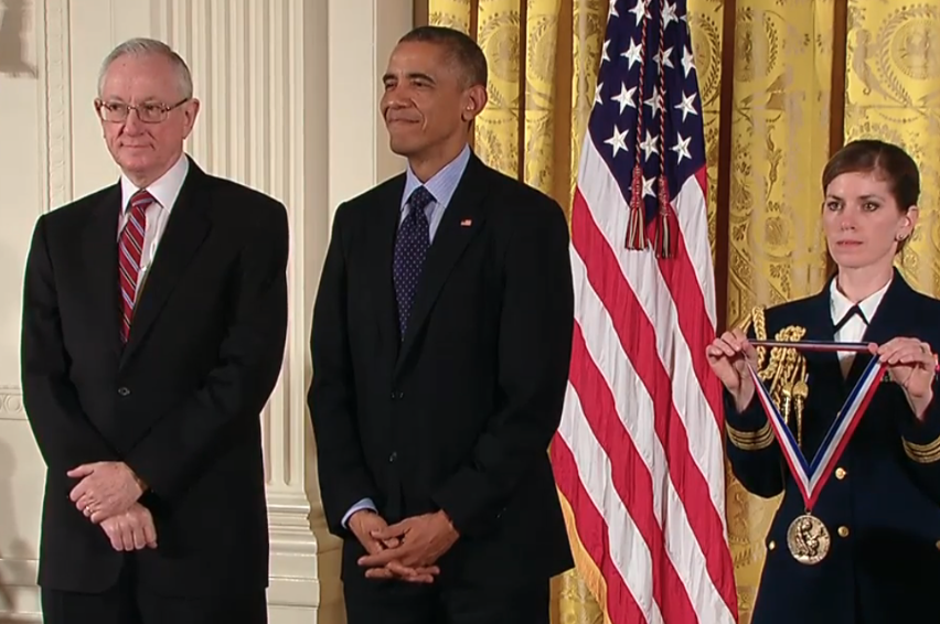 Columbia's tweet photo. Congrats to @LamontEarth Director Sean Solomon. President @BarackObama awarded him a National Medal of Science today. http://t.co/ca97X2cwSa