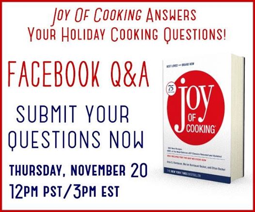 MT <a href="/ScribnerBooks/">Scribner</a> At 3pm EST today <a href="/TheJoyofCooking/">Joy of Cooking</a> will answer your holiday cooking questions ow.ly/ECkOI