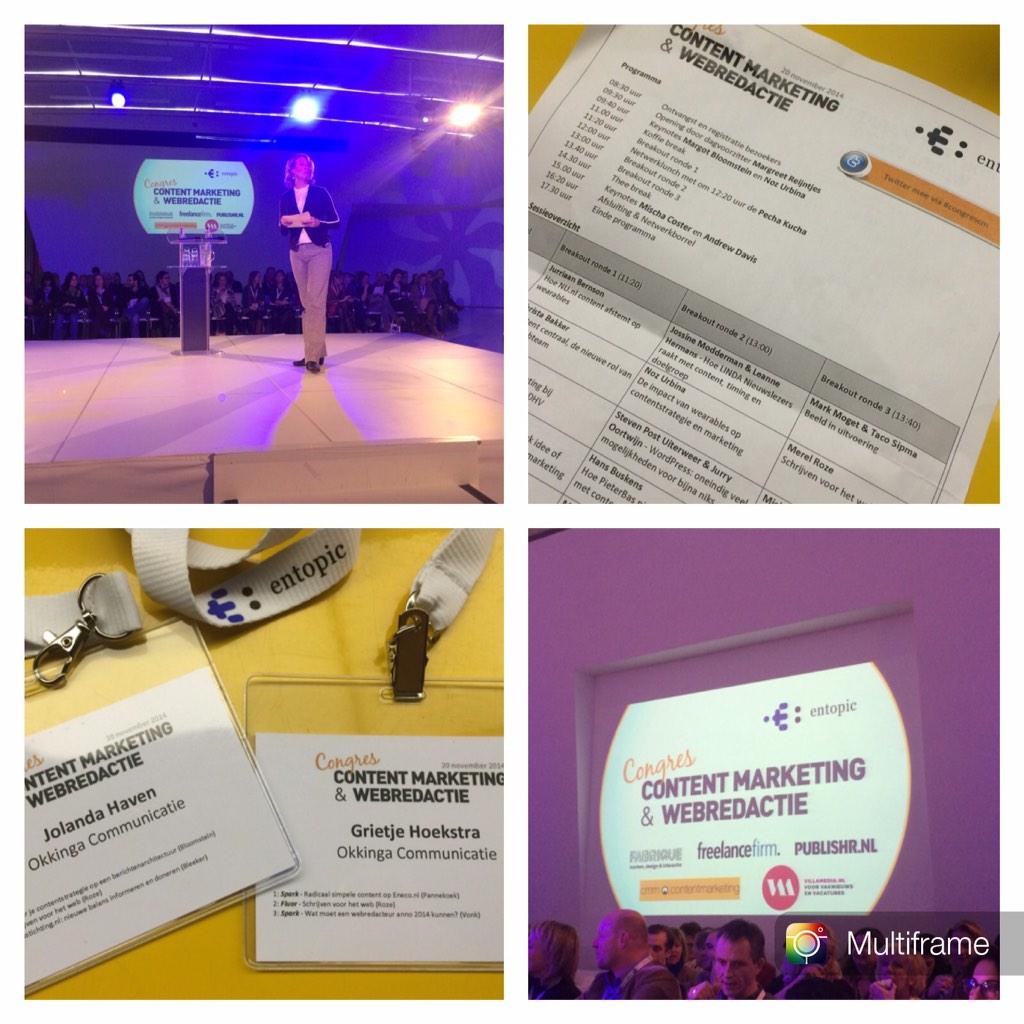 Okkinga's tweet photo. Over content holes, een kippenfluisteraar en de banaan. Interessante dag #congrescm met @grietjeh en @JolandaHaven http://t.co/idCrPoOOqH