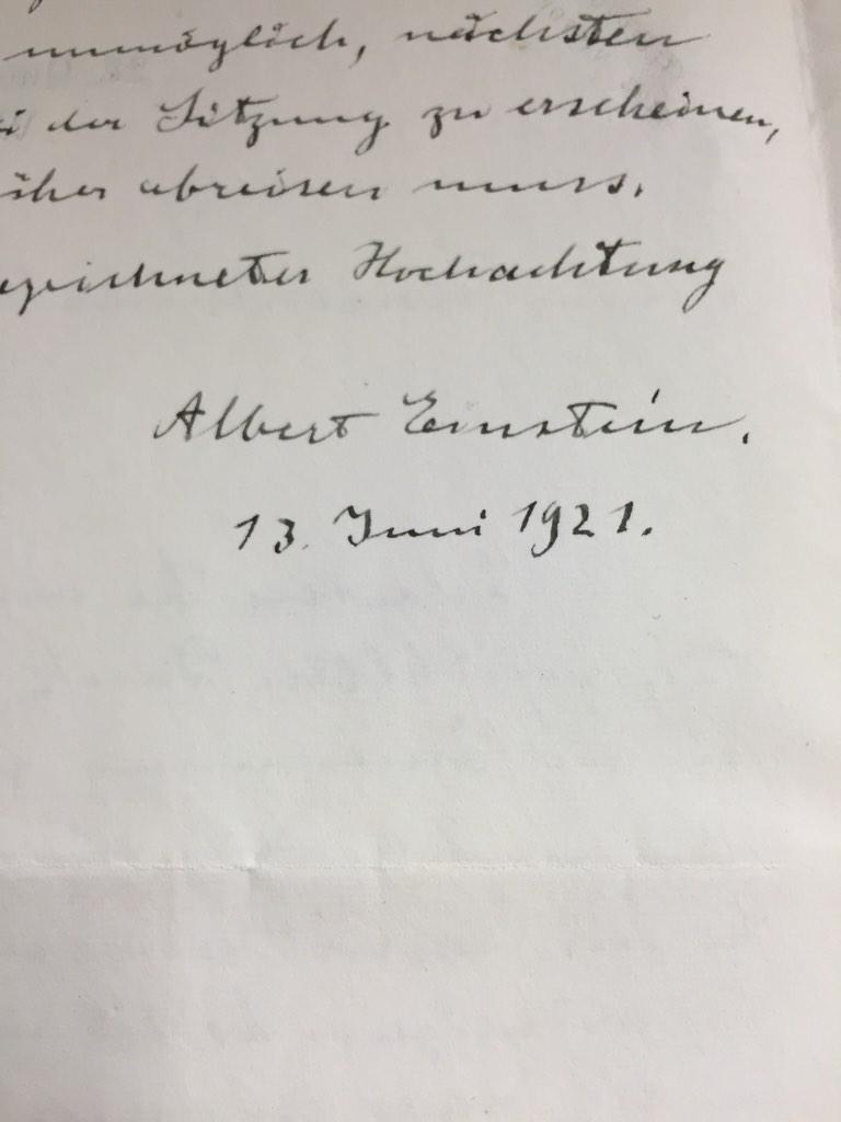 ArchLibJacky's tweet image. Surprise find while processing a collection: letter written by Albert Einstein from 1921.