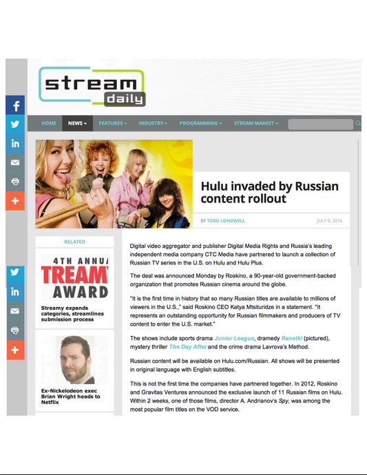 dm_rights's tweet photo. The largest collection of Russian content will be released into the US market via Hulu. #Russian http://t.co/Uvn2ucE4BS