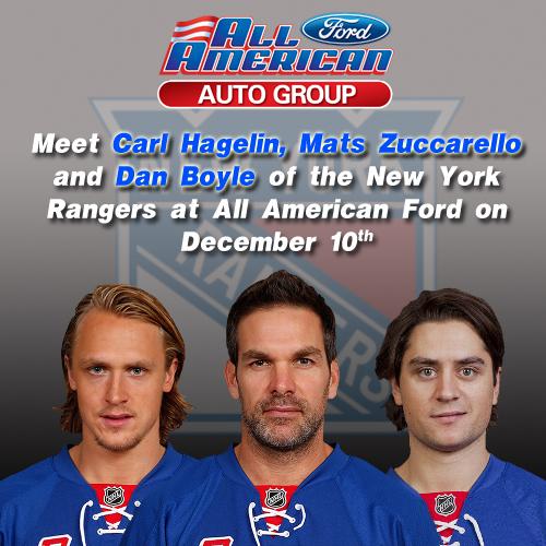NorthJerseyFord's tweet photo. Hey #NYR fans! Meet @CarlHagelin @zuccarello36 and Dan Boyle of the @NYRangers on Dec 10th at All American Ford! http://t.co/9VuFiPRxNG