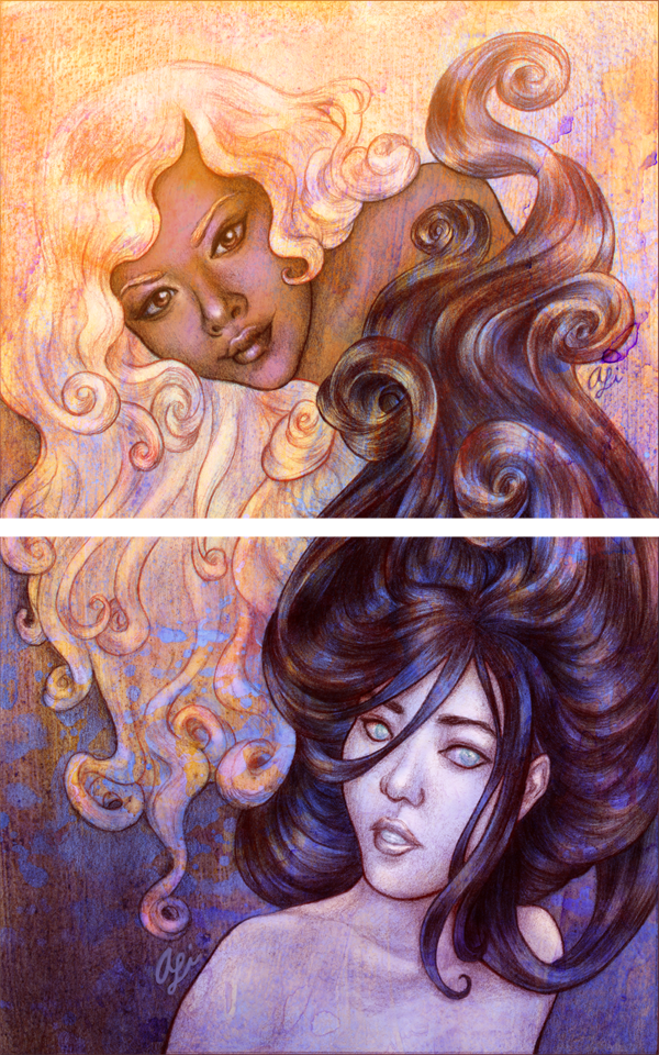 AliceMeichi's tweet photo. "Day &amp; Night", my diptych for @girlsdrwingirls' "The Empowerment of the Pin-Up" show at #AndersonGallery http://t.co/7UbtVDWaWY