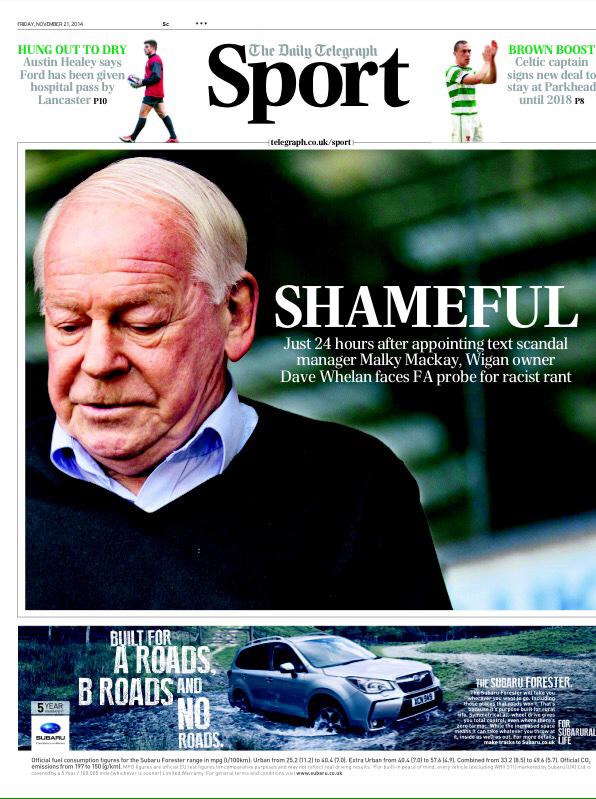 Portada de The Telegraph del 21 de Noviembre