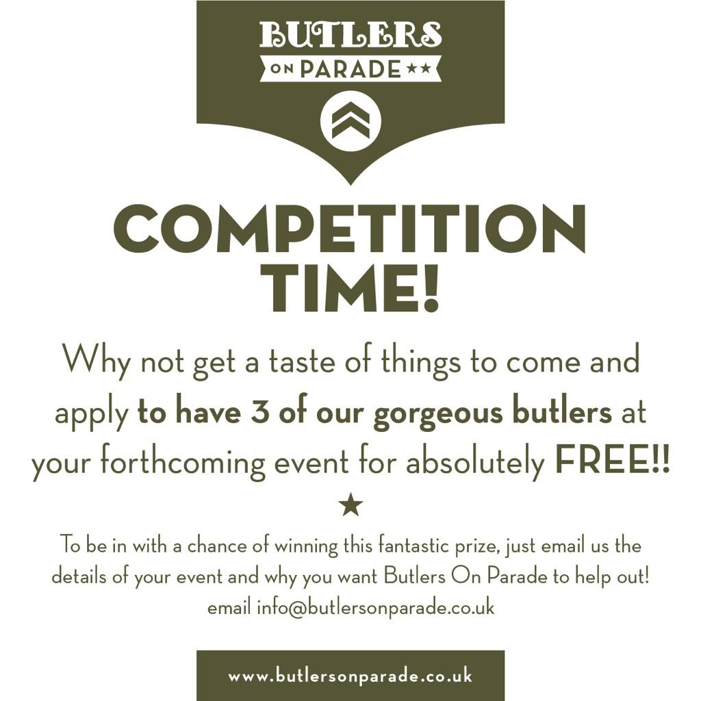 ButlersOnParade's tweet photo. Have a party coming up? Want 3 butlers free of charge? Read our poster and follow the instructions 👍 #72hrsLeft http://t.co/BluQXiGxDm