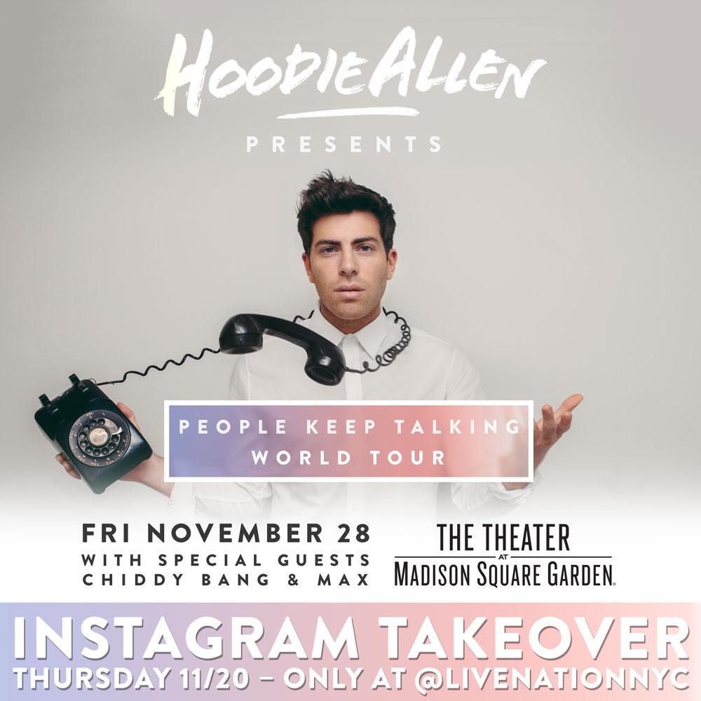 LiveNationNYC's tweet photo. .@HoodieAllen is about to take over our instagram! Tune to @LiveNationNYC to check it out! #HoodieNYC http://t.co/oe1wCtLkGF