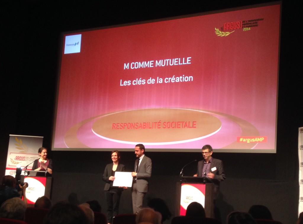 McommeMutuelle's tweet photo. #McommeMutuelle vainqueur des Trophées de l’@argusassurance #Responsabilité #sociétale pour les #ClésDelaCréation http://t.co/GoNNv3E48M