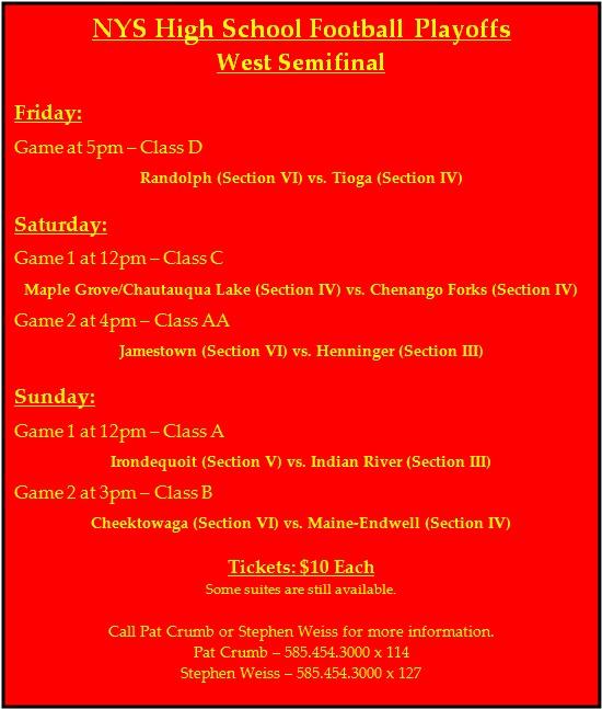 There has been some changes made to the <a href="/NYSPHSAA/">NYSPHSAA</a> West Semifinal Games. #Roc #CNY #WNY