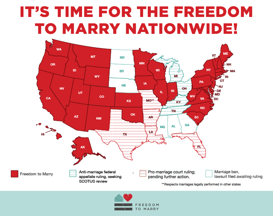 freedomtomarry's tweet photo. The freedom to marry continues moving forward, with #marriage in 35 states as of today! RT to spread the word! #lgbt http://t.co/F9g2te0S31
