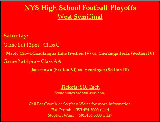 Game 1 <a href="/NYSPHSAA/">NYSPHSAA</a> Football Playoffs West Semifinal at 12pm | #MapleGrove / #Chautauqua vs. #ChenangoForks | #Roc #WNY